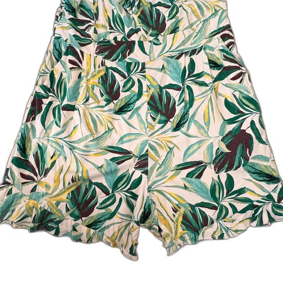 Torrid Challis Tie Front‎ Romper Painted Tropical Green Palm Leaf Plus Size 1X - Picture 3 of 7